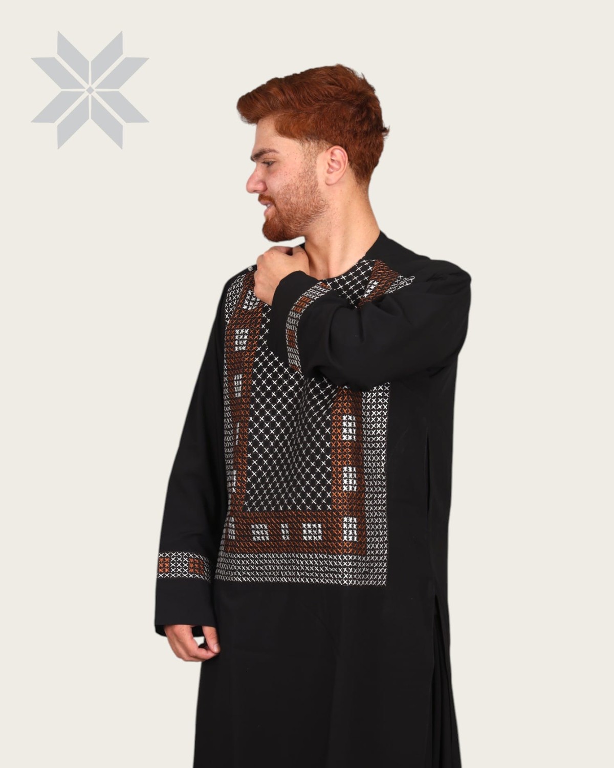 Traditional Men’s Embroidered Cloth Set, Black 3
