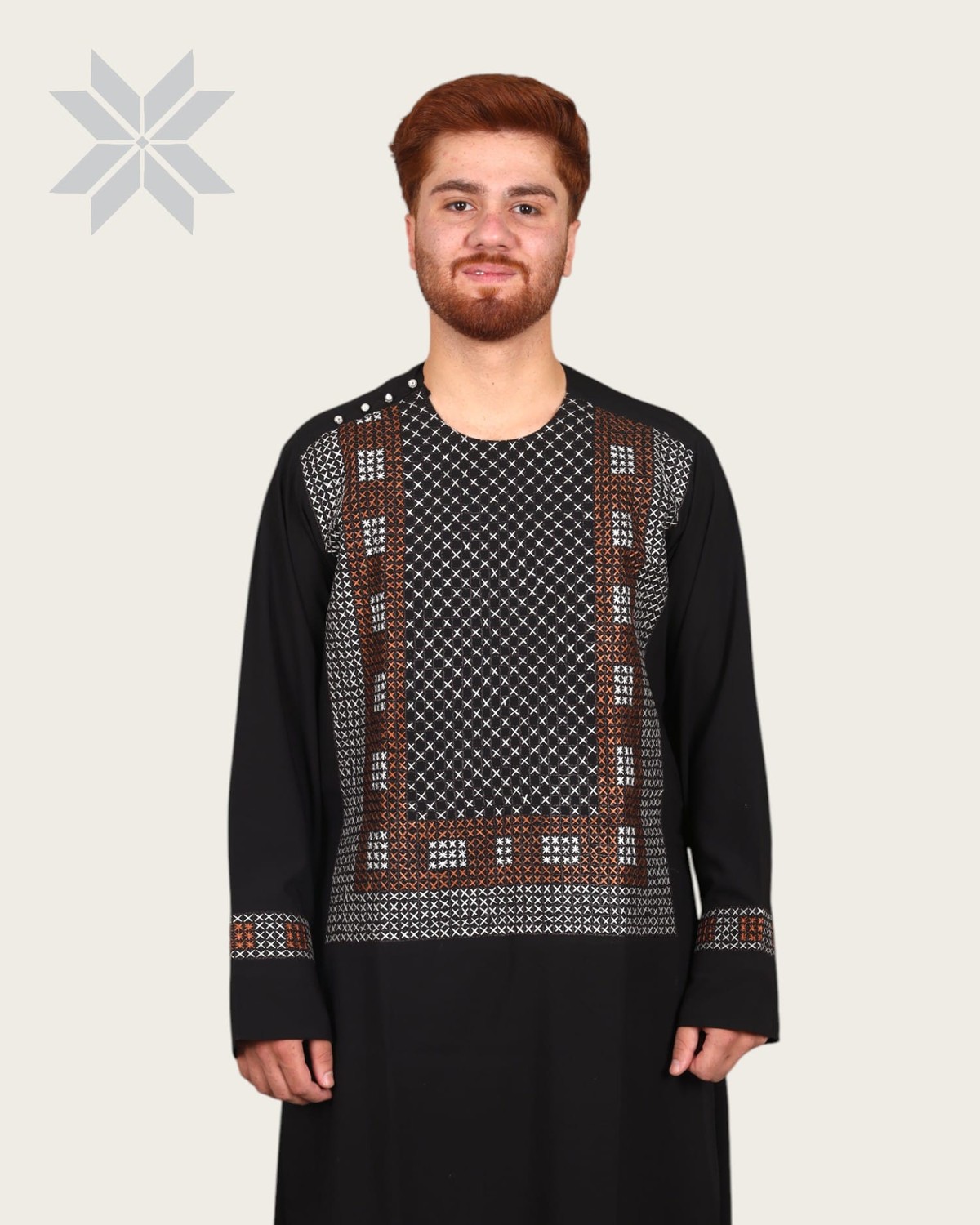 Traditional Men’s Embroidered Cloth Set, Black 6