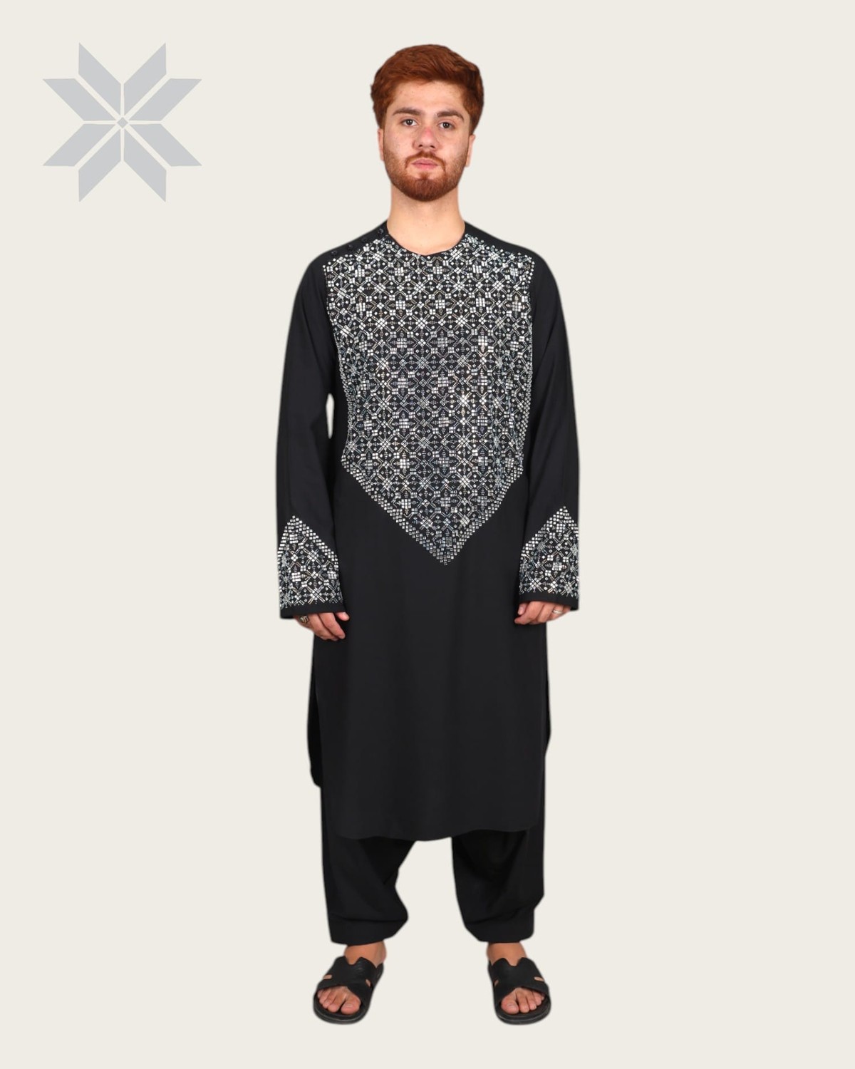 Black Mirror Men Cloth with Shawl, Full Set Perahan Tunban 2