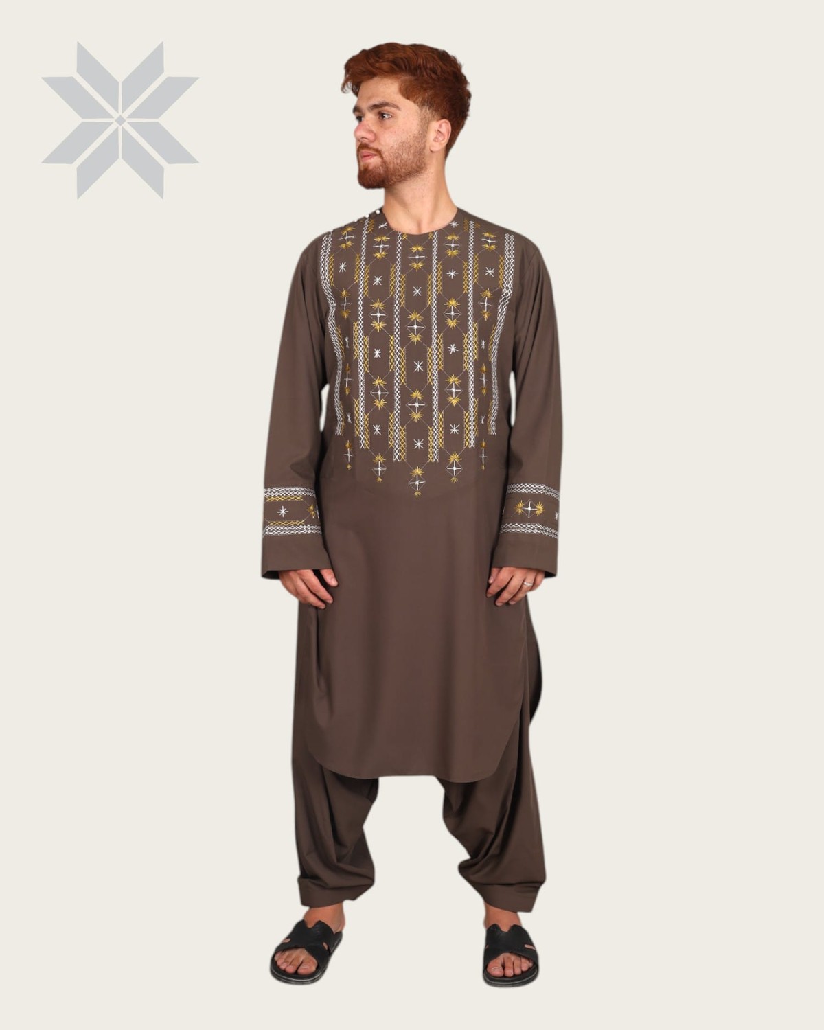 Badshahi Brown Men Cloths Embroidered Set 3