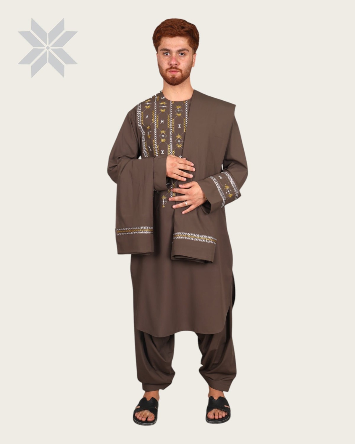 Badshahi Brown Men Cloths Embroidered Set 6