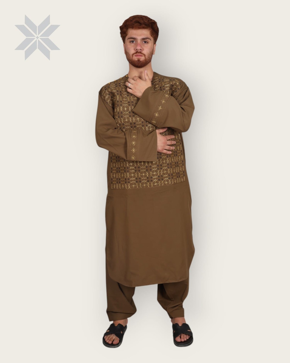 Men’s Handcrafted Embroidered Chest Design Attire 3