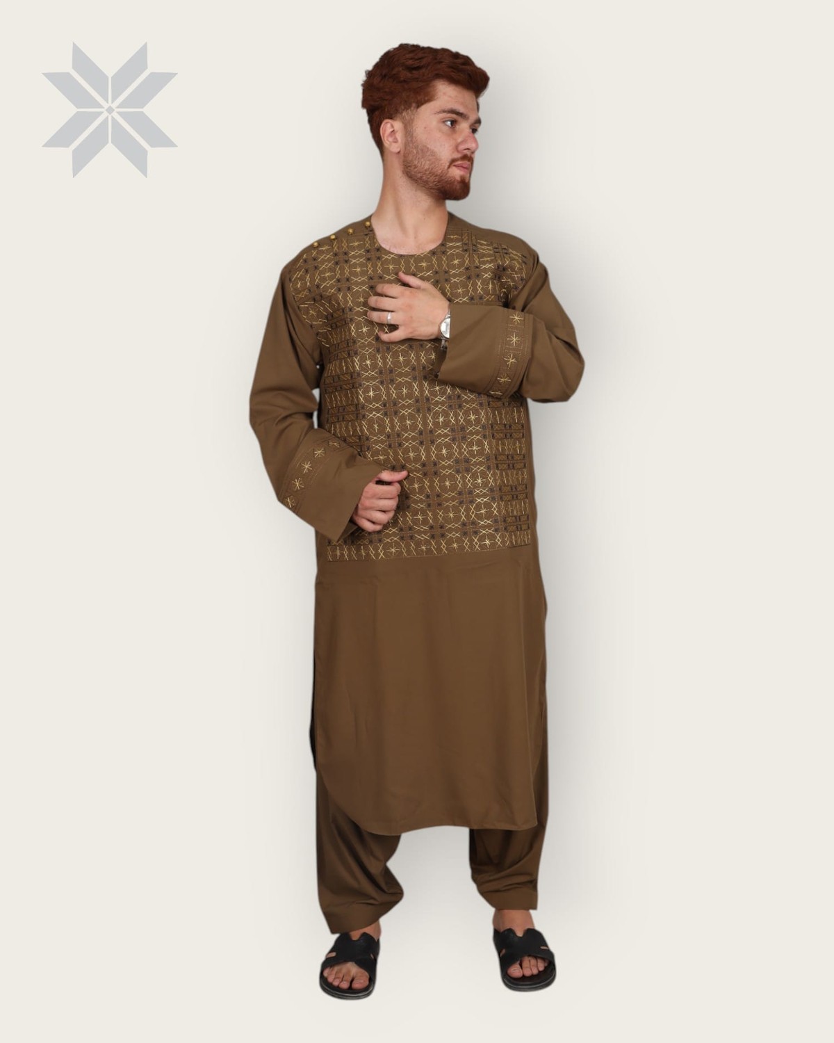 Men’s Handcrafted Embroidered Chest Design Attire 4