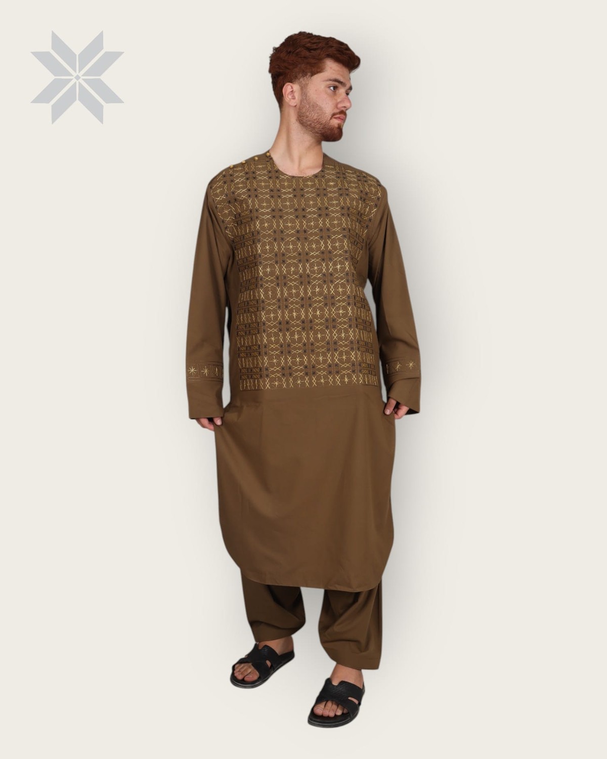 Men’s Handcrafted Embroidered Chest Design Attire 1