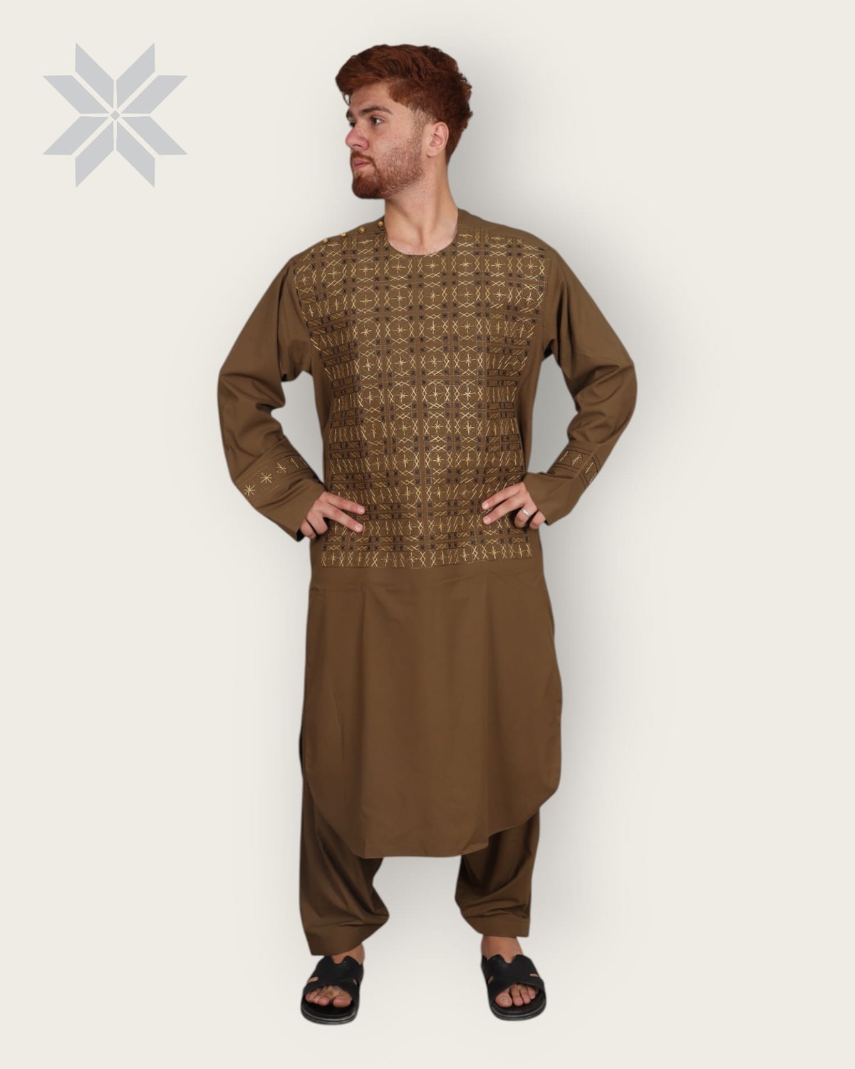 Men’s Handcrafted Embroidered Chest Design Attire 5