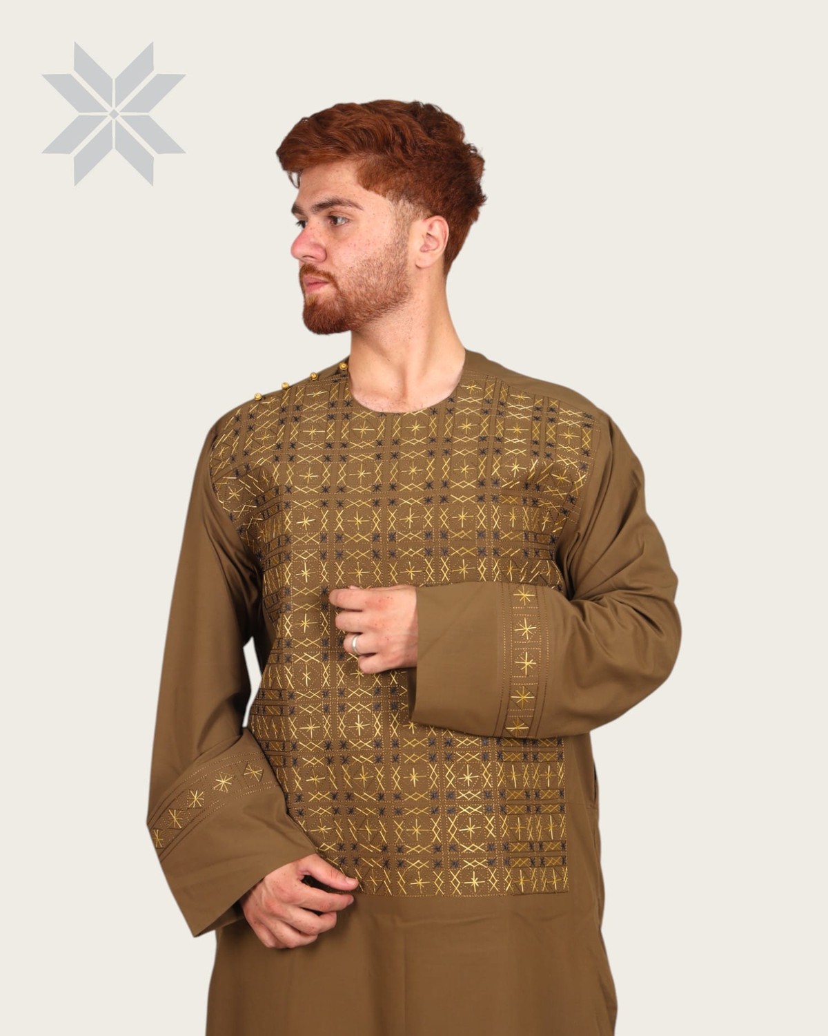 Men’s Handcrafted Embroidered Chest Design Attire 2