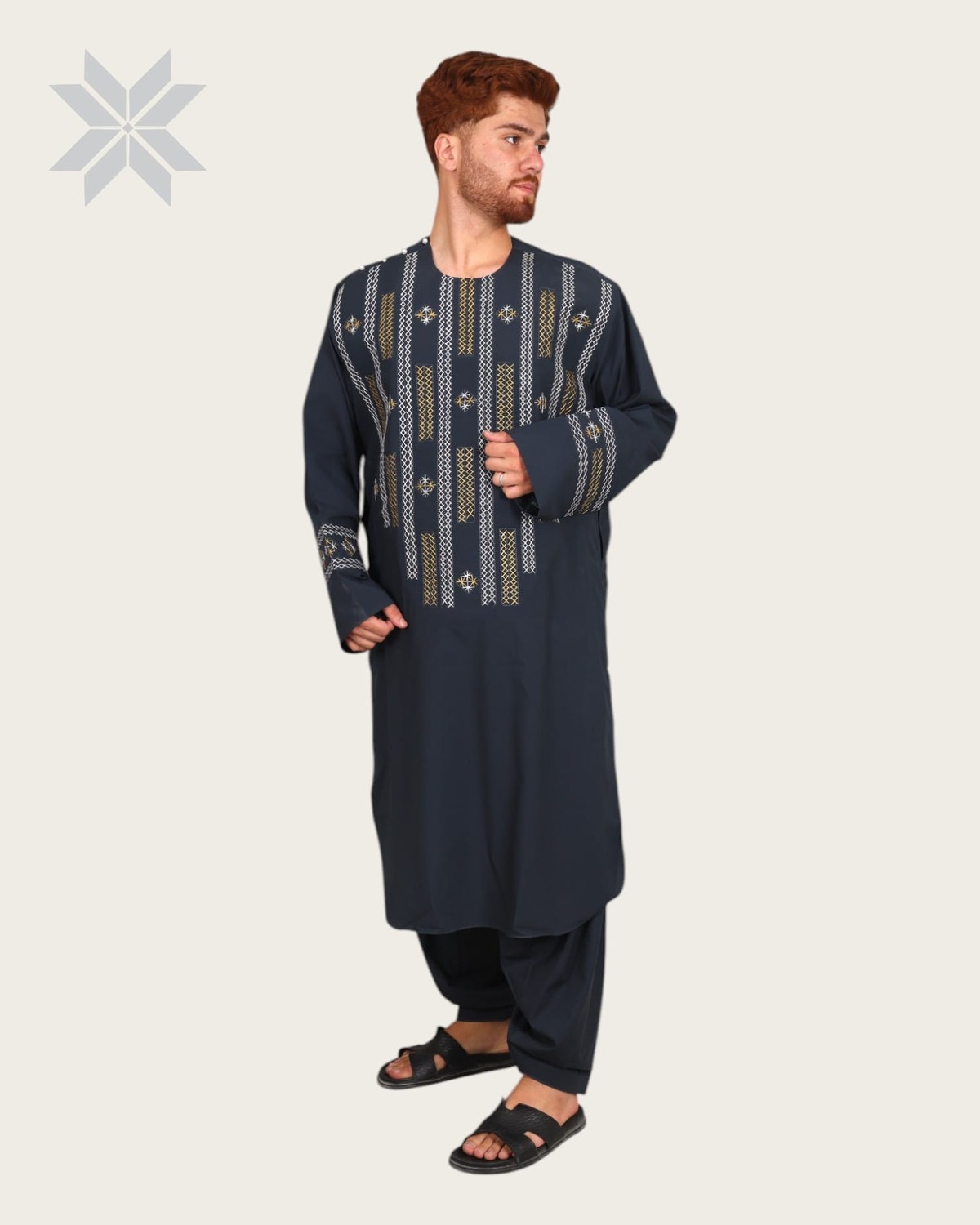 Men’s Cloth with Gold & White Chest Embroidery 4