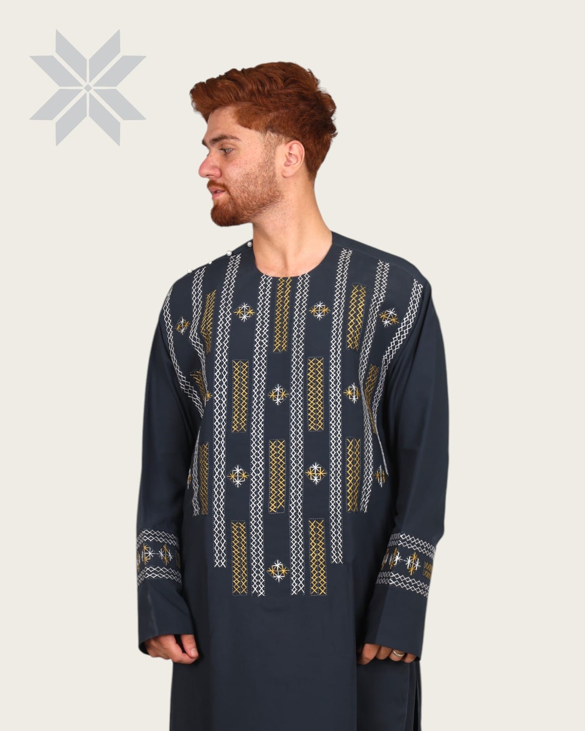 Men’s Cloth with Gold & White Chest Embroidery 1