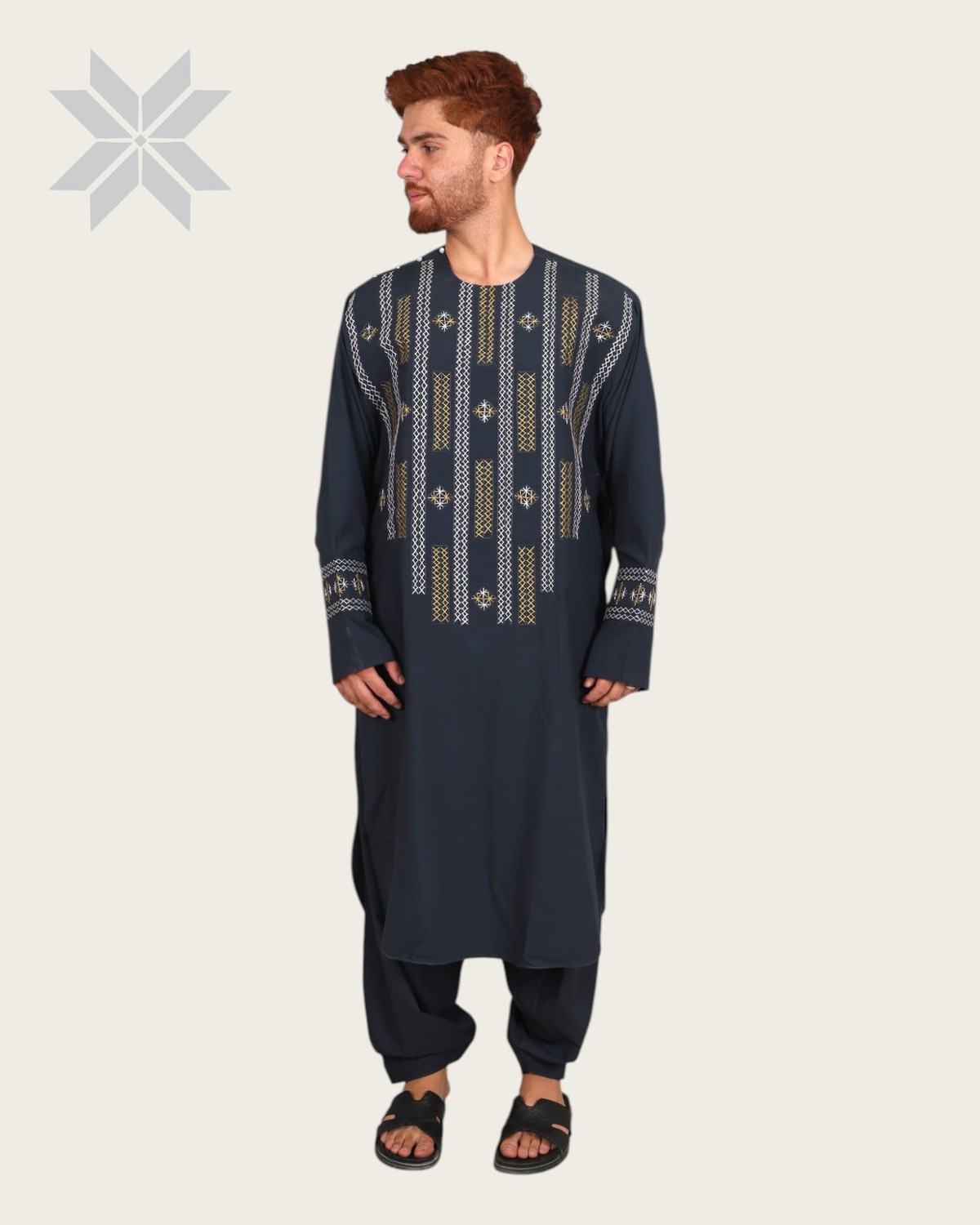 Men’s Cloth with Gold & White Chest Embroidery 3