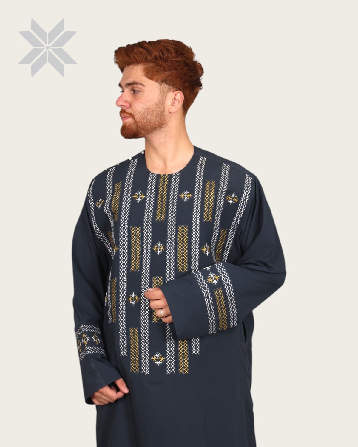 Men’s Cloth with Gold & White Chest Embroidery 5