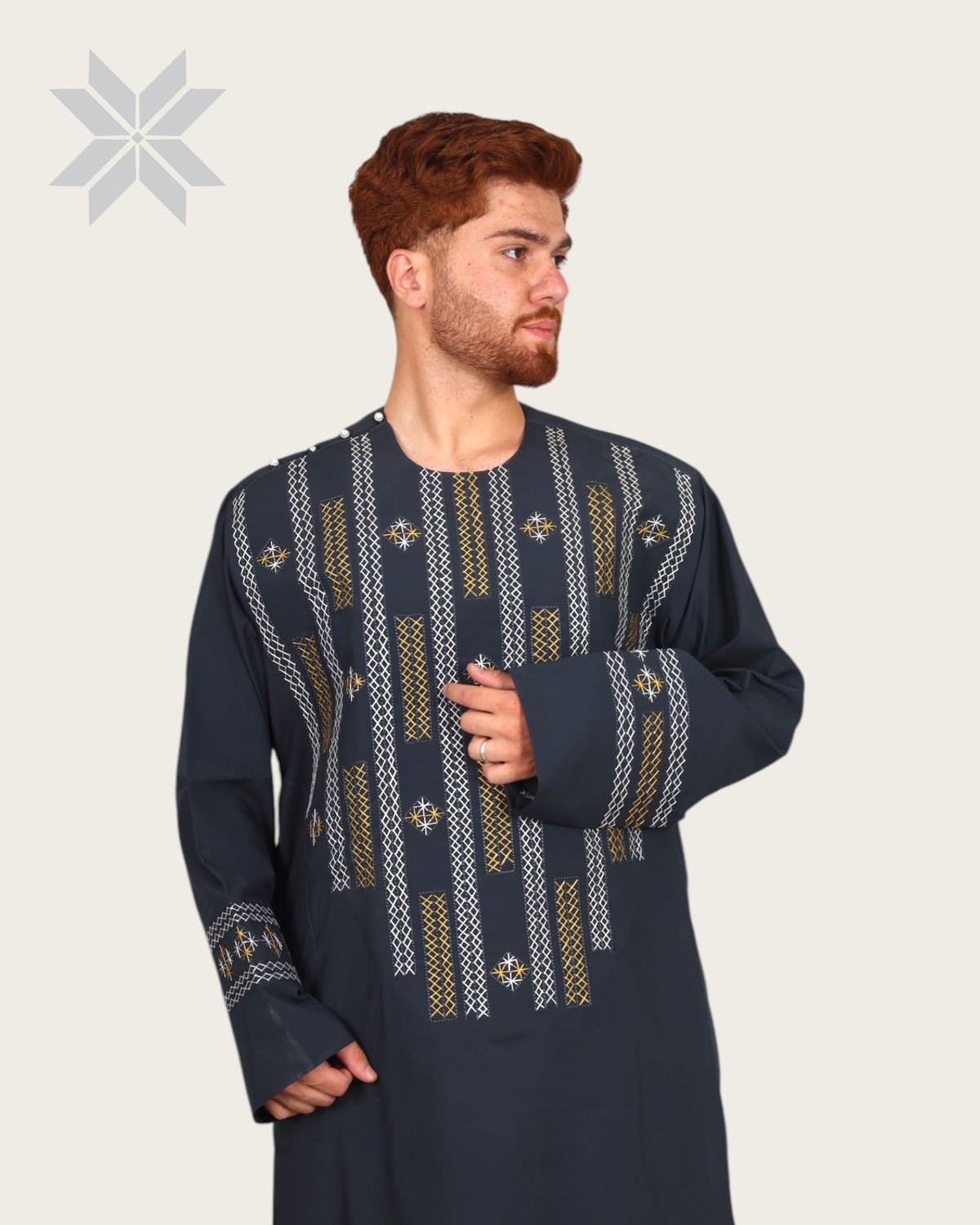 Men’s Cloth with Gold & White Chest Embroidery 2