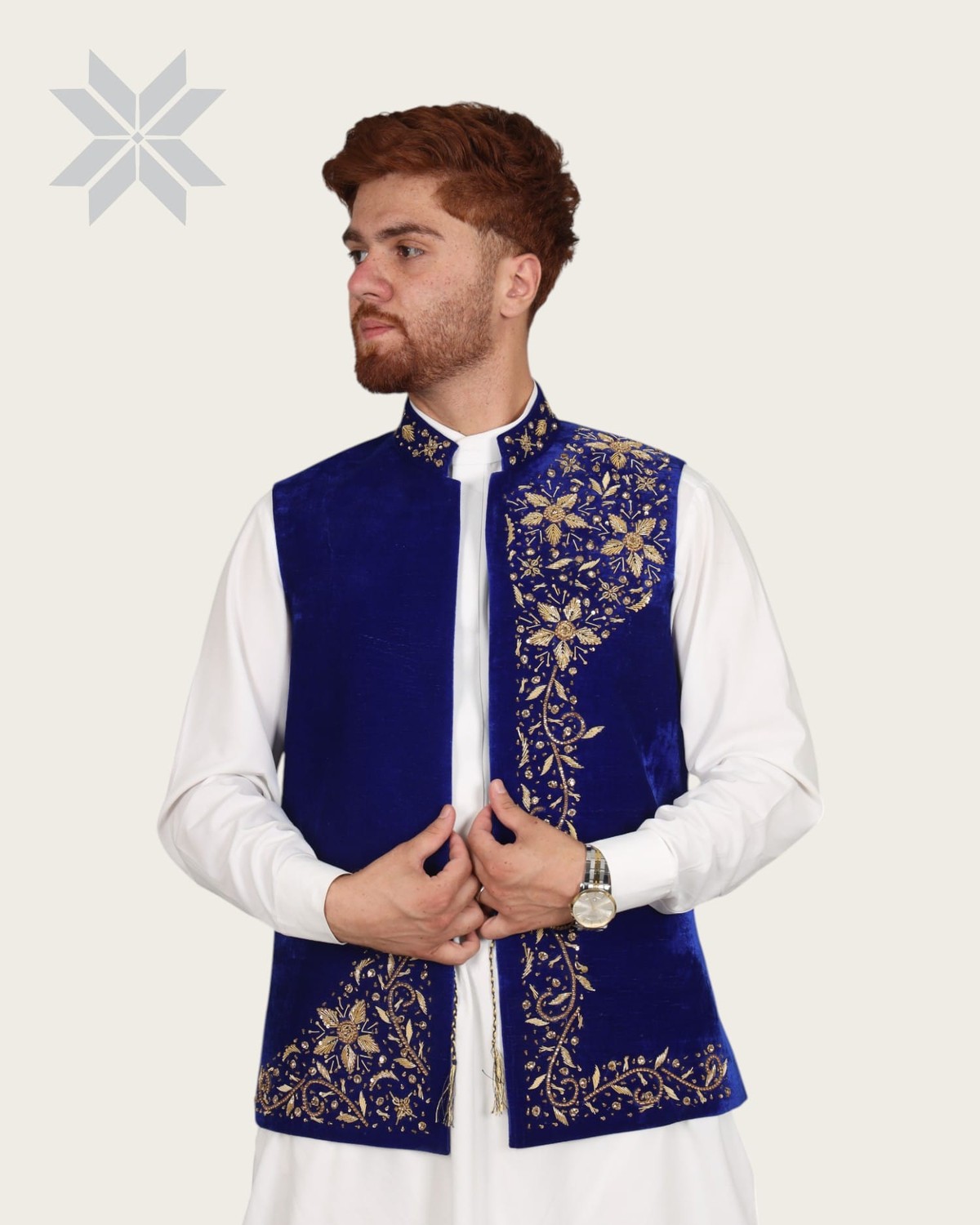 Blue Velvet Silma Men Waistcoat 2