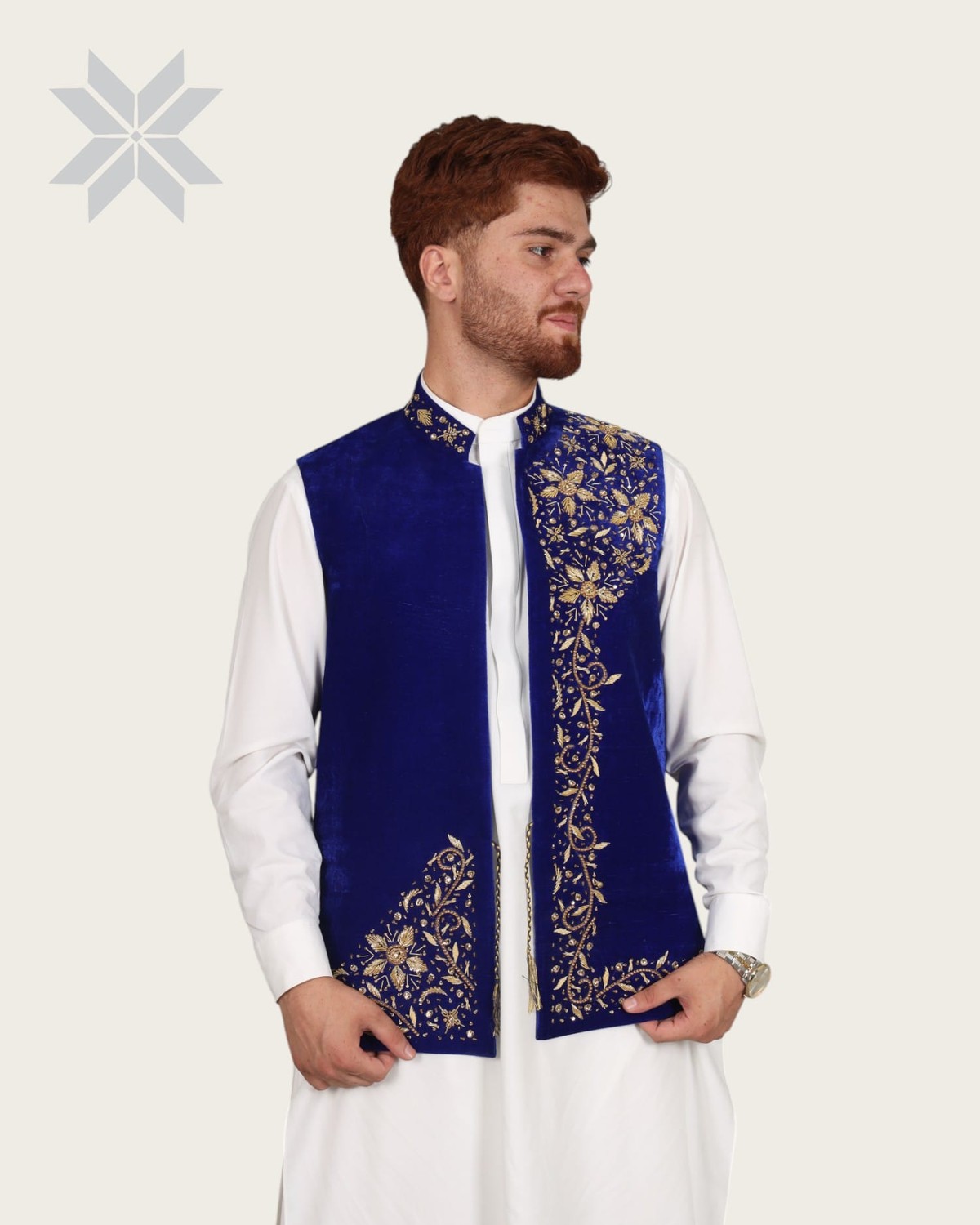 Blue Velvet Silma Men Waistcoat 1
