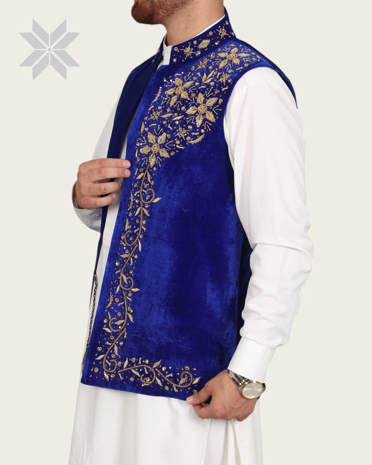 Blue Velvet Silma Men Waistcoat 3
