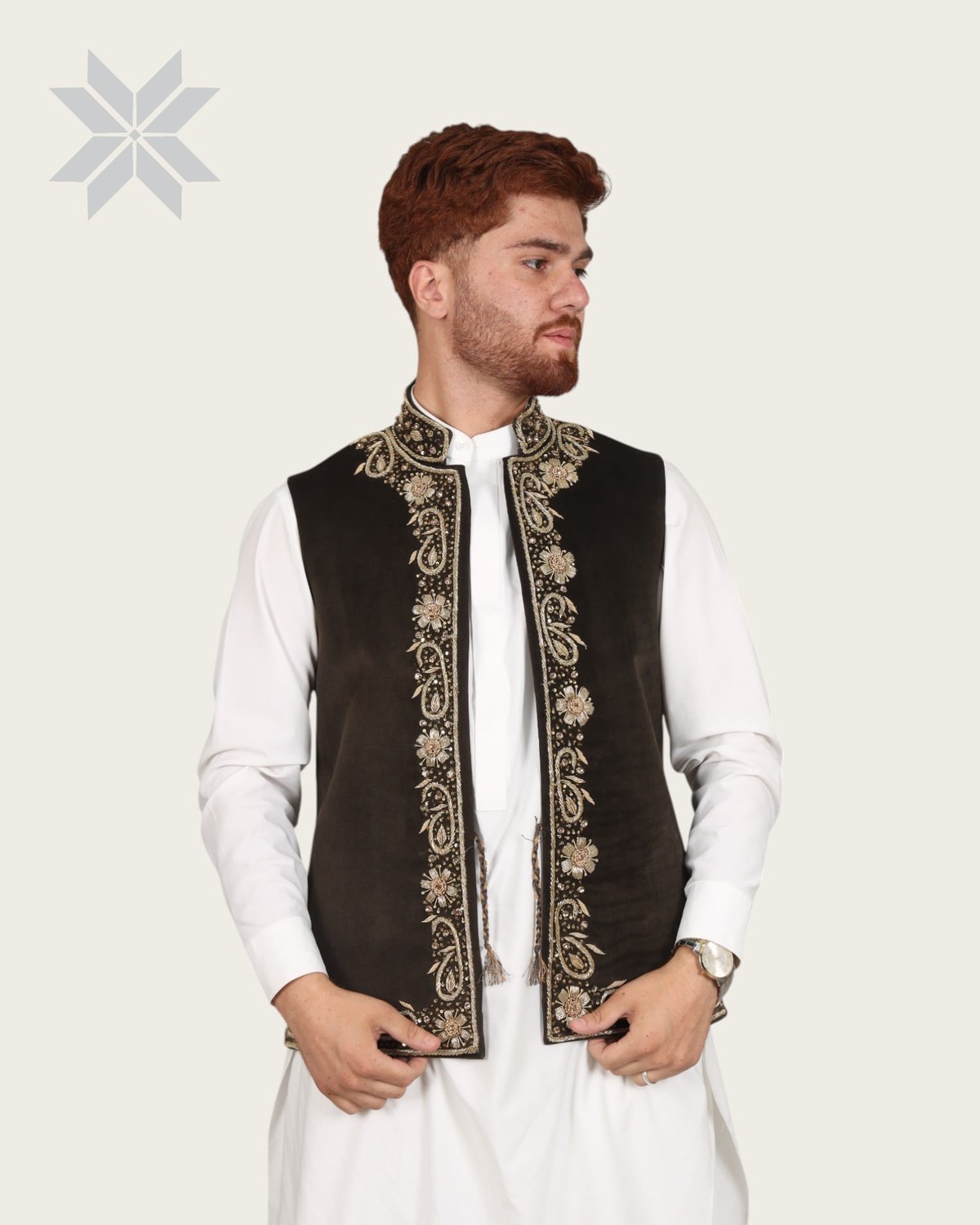 Waistcoat Dark Brown Velvet Men 3