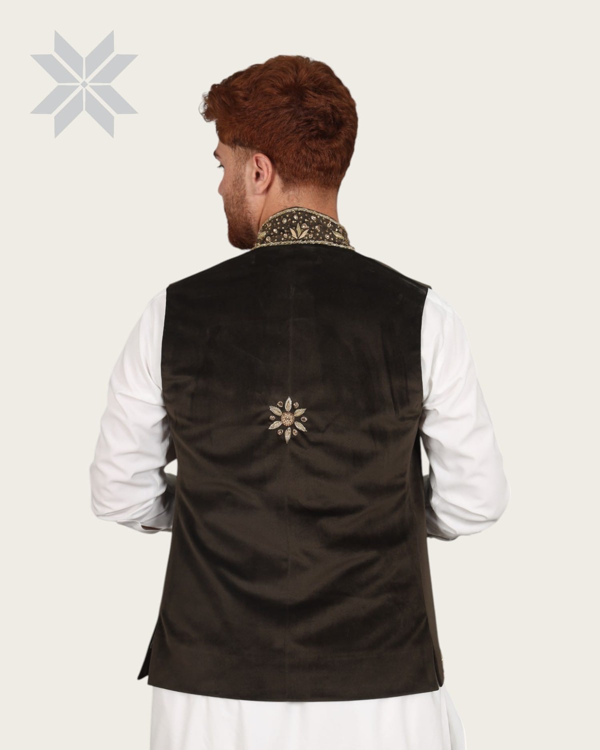 Waistcoat Dark Brown Velvet Men 4