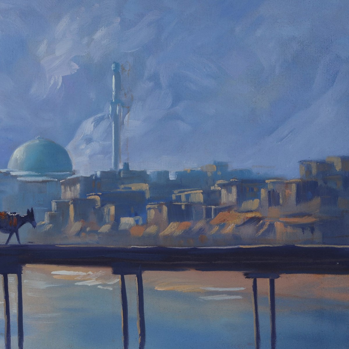 Kabul Serenity Masjid Pul-e-Kheshti Oil Painting (16 x 22 Inches) 1