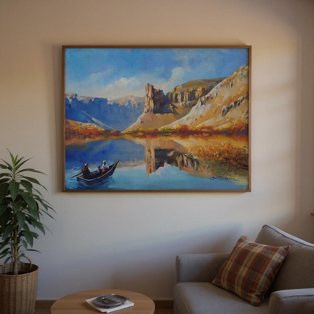 Oil Painting Band-e-Amir Serene Afghan Landscape 5