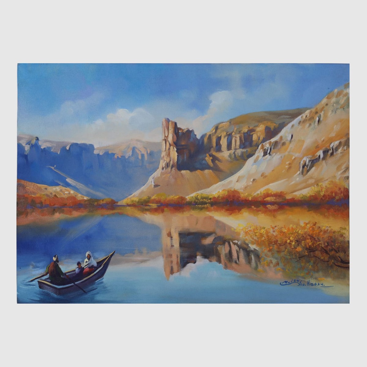 Oil Painting Band-e-Amir Serene Afghan Landscape 2