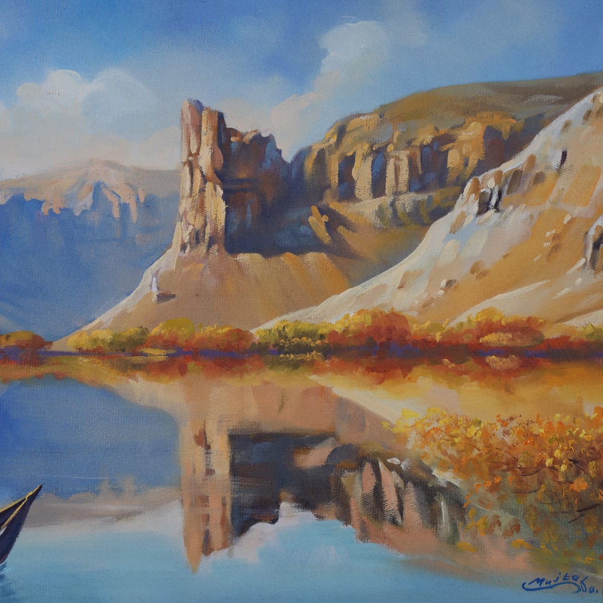 Oil Painting Band-e-Amir Serene Afghan Landscape 1