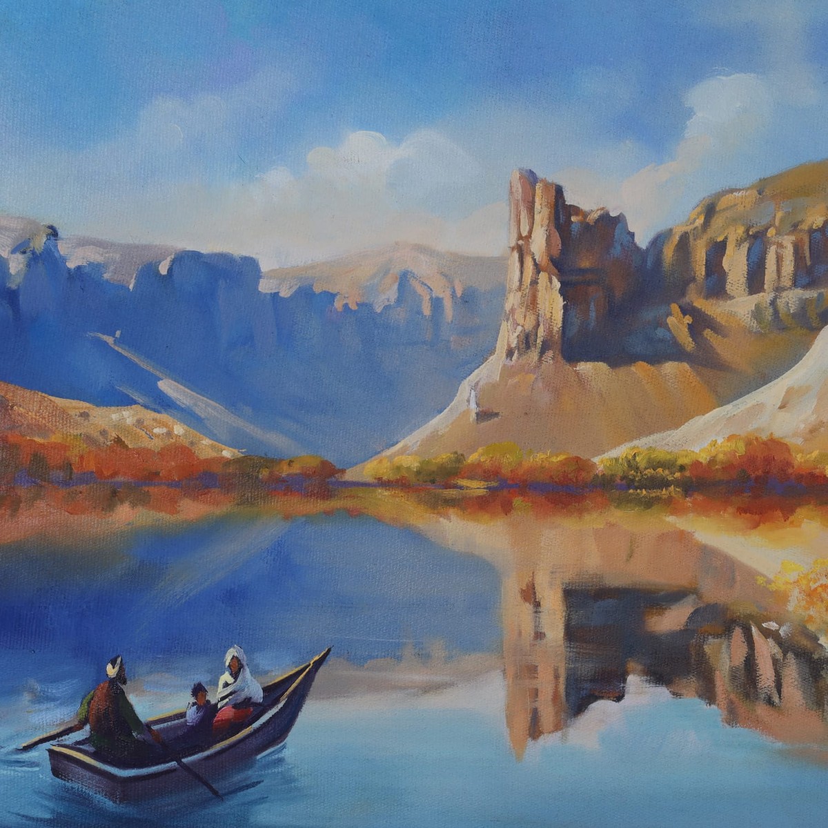 Oil Painting Band-e-Amir Serene Afghan Landscape 3