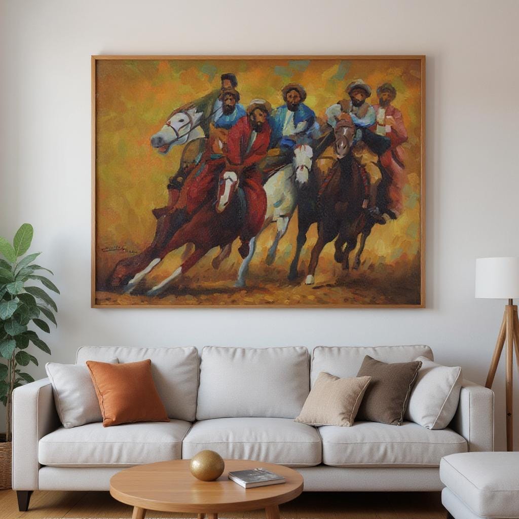 Oil Painting Buzkashi 1