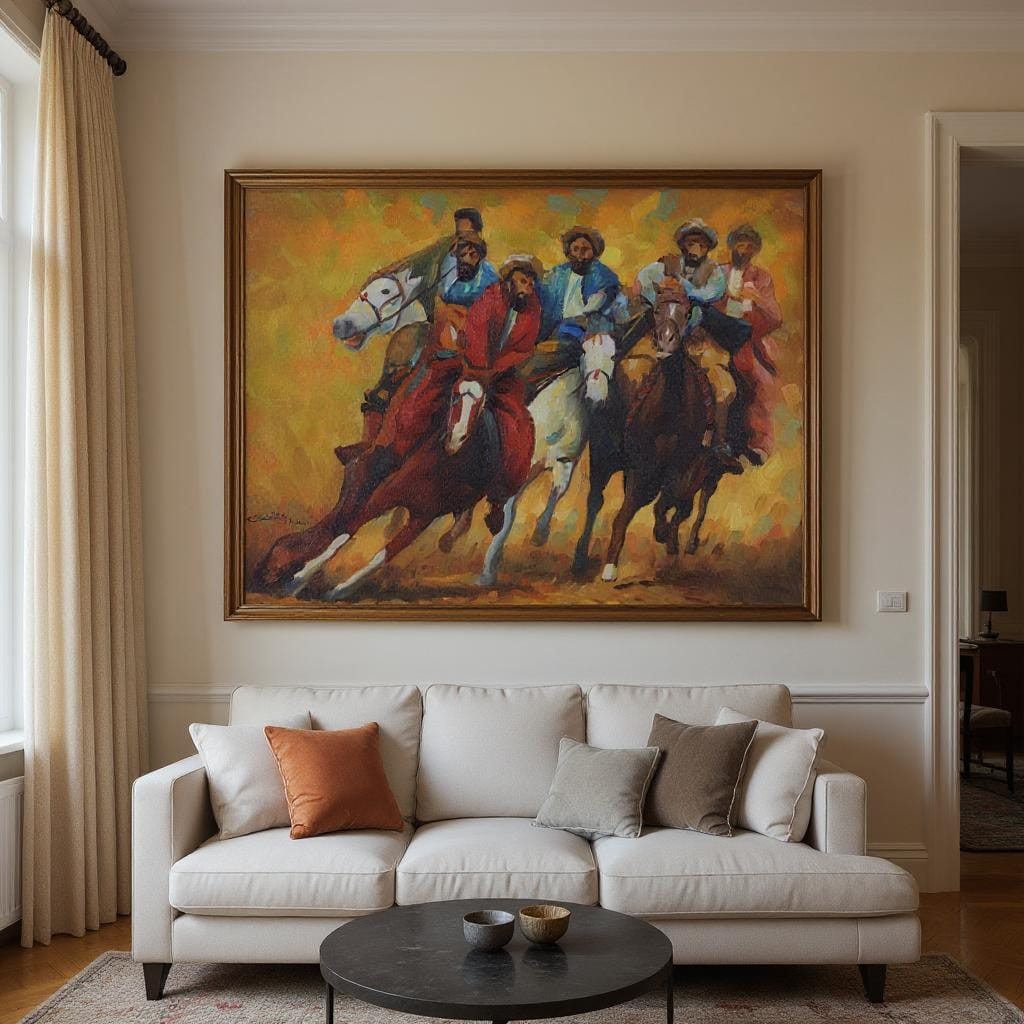 Oil Painting Buzkashi 3