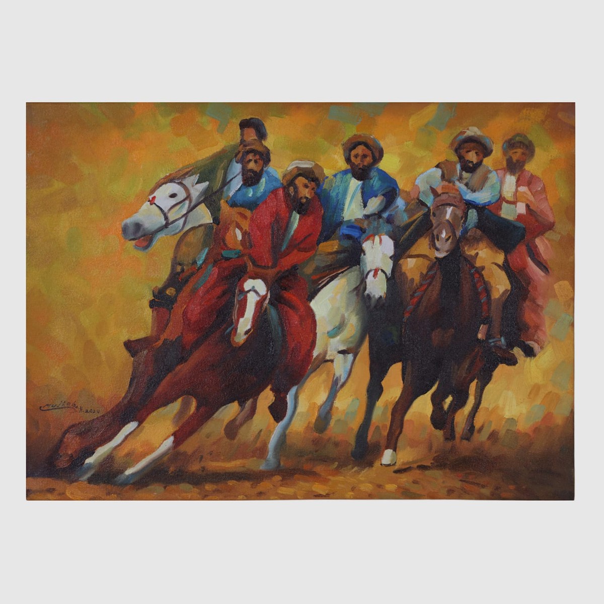 Oil Painting Buzkashi 4