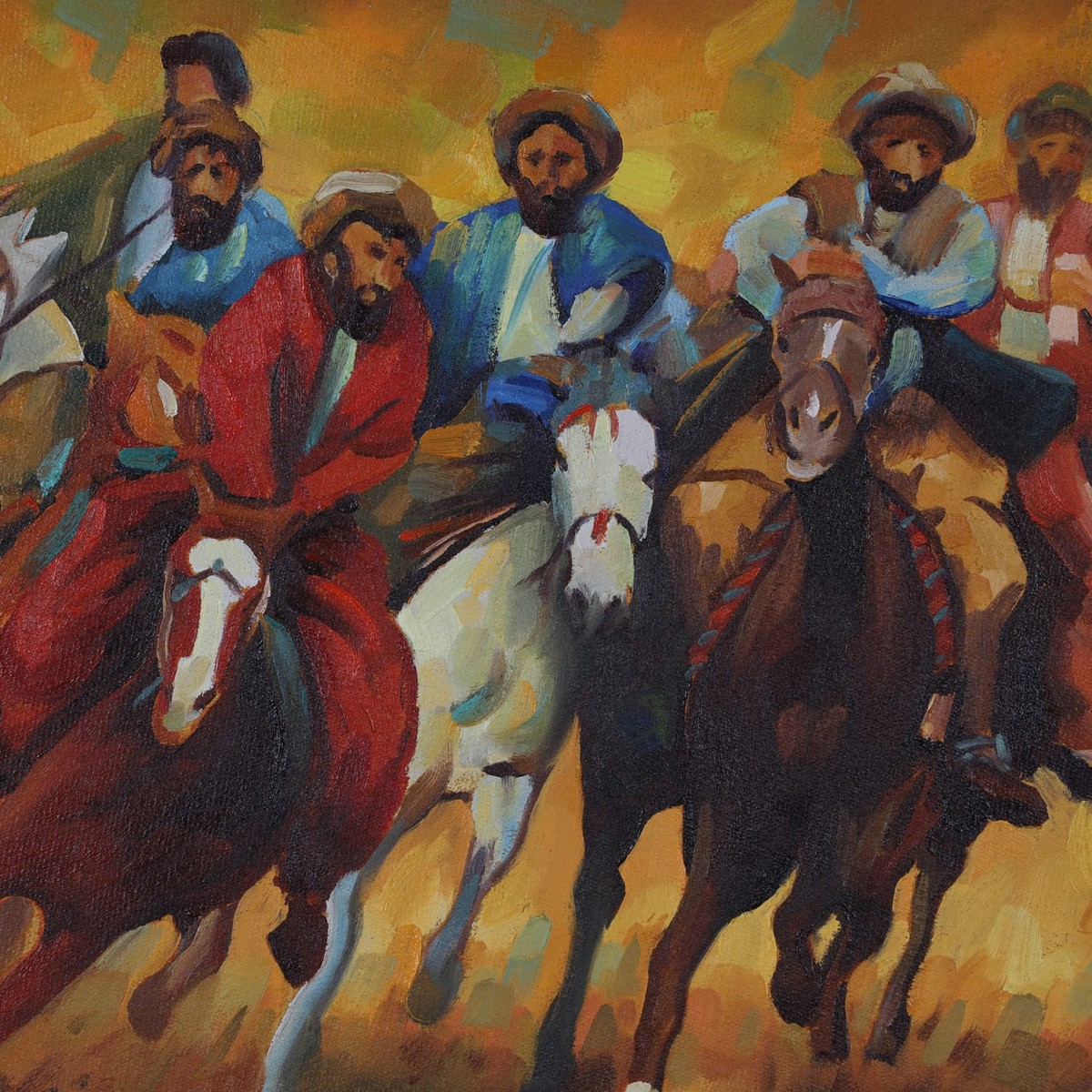 Oil Painting Buzkashi 2