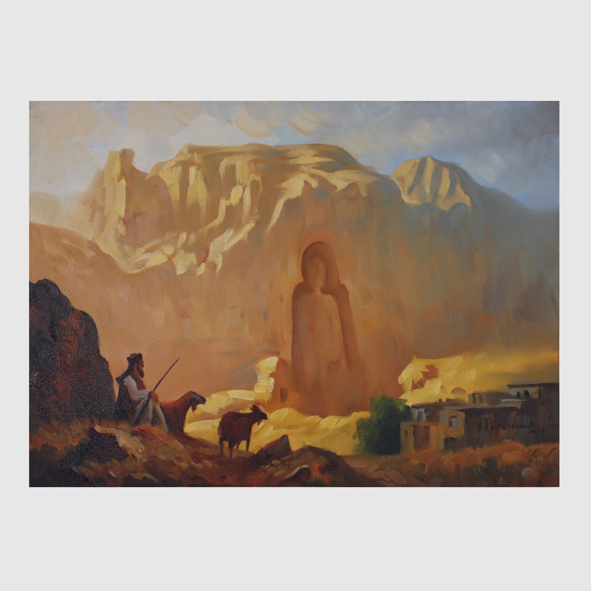 Oil Painting of Bamiyan Buddha 5