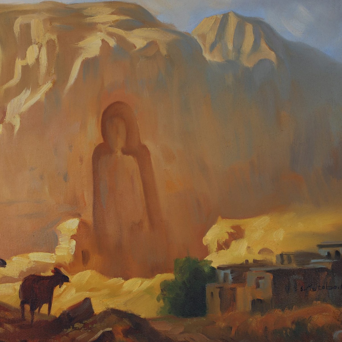 Oil Painting of Bamiyan Buddha 4