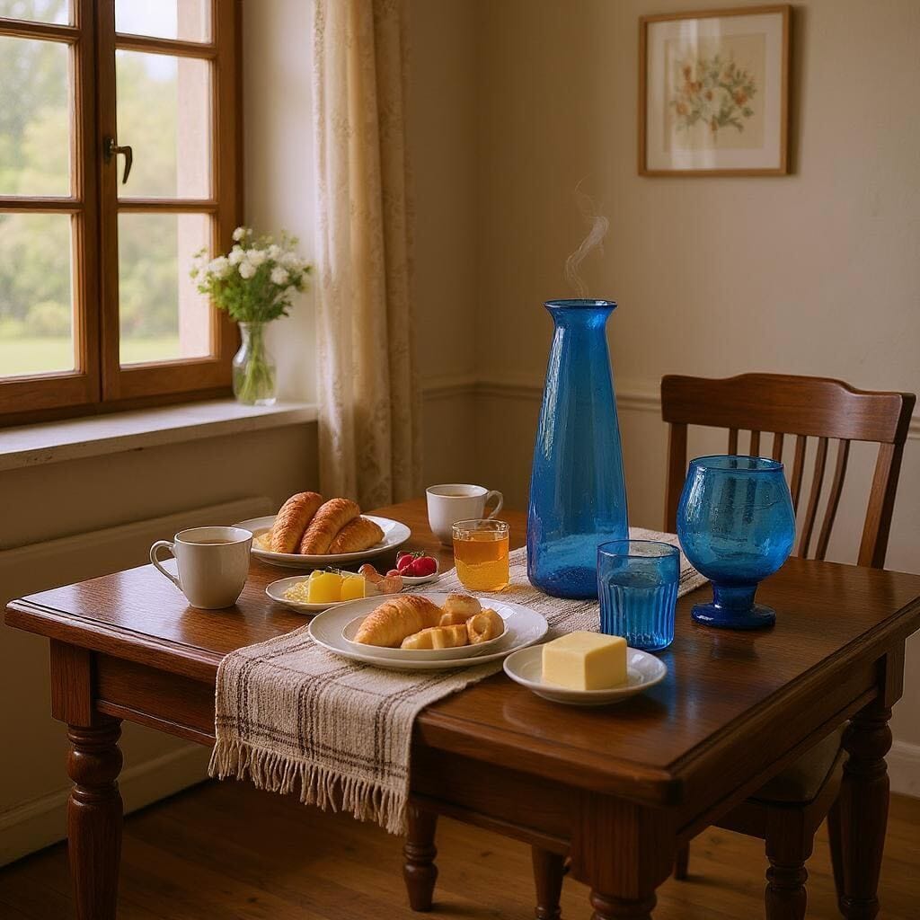 Sky Blue Glassware Set, Vase & Two Glasses 3 Pcs 1