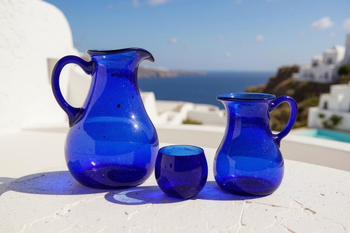 Glass Jug blue & Handmade Jug 7