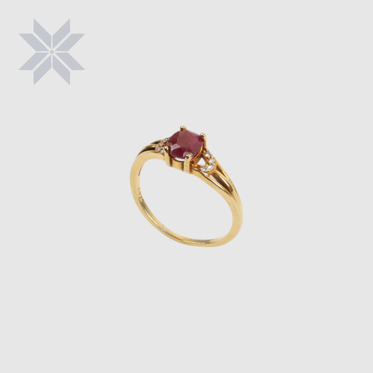 Ruby Gold-Plated Sterling Silver Women Ring 1