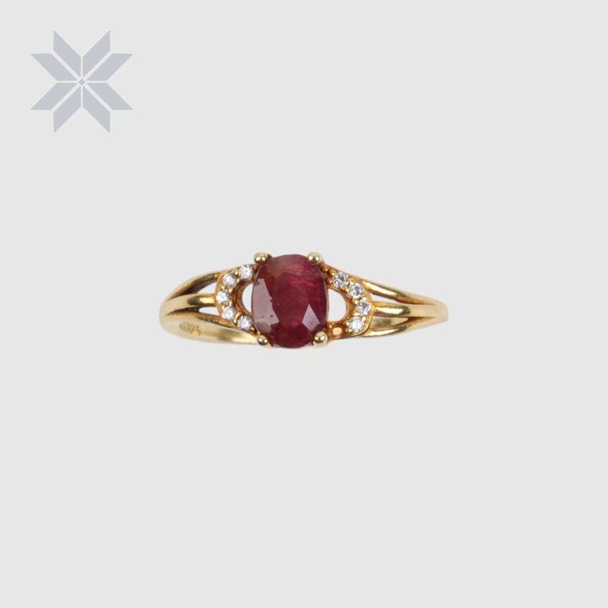 Ruby Gold-Plated Sterling Silver Women Ring 2