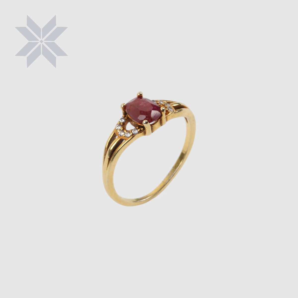 Ruby Gold-Plated Sterling Silver Women Ring 6