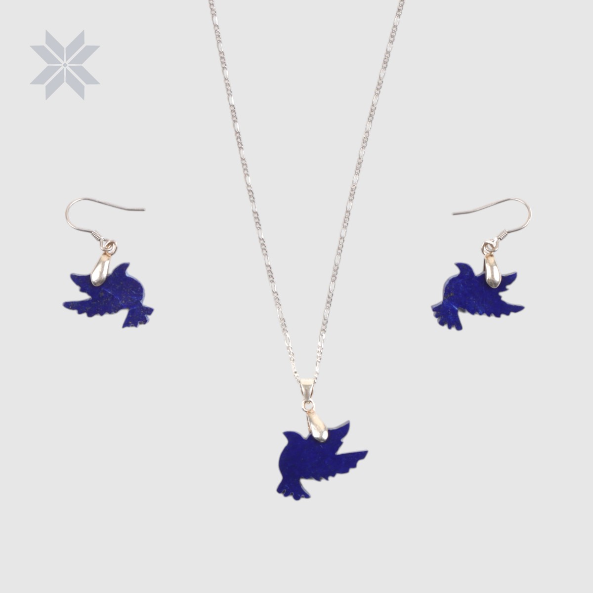 Lapis Lazuli Dove Set Handcrafted with Silver, Lightweight 2