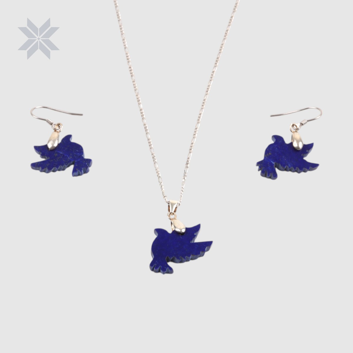 Lapis Lazuli Dove Set Handcrafted with Silver, Lightweight 3