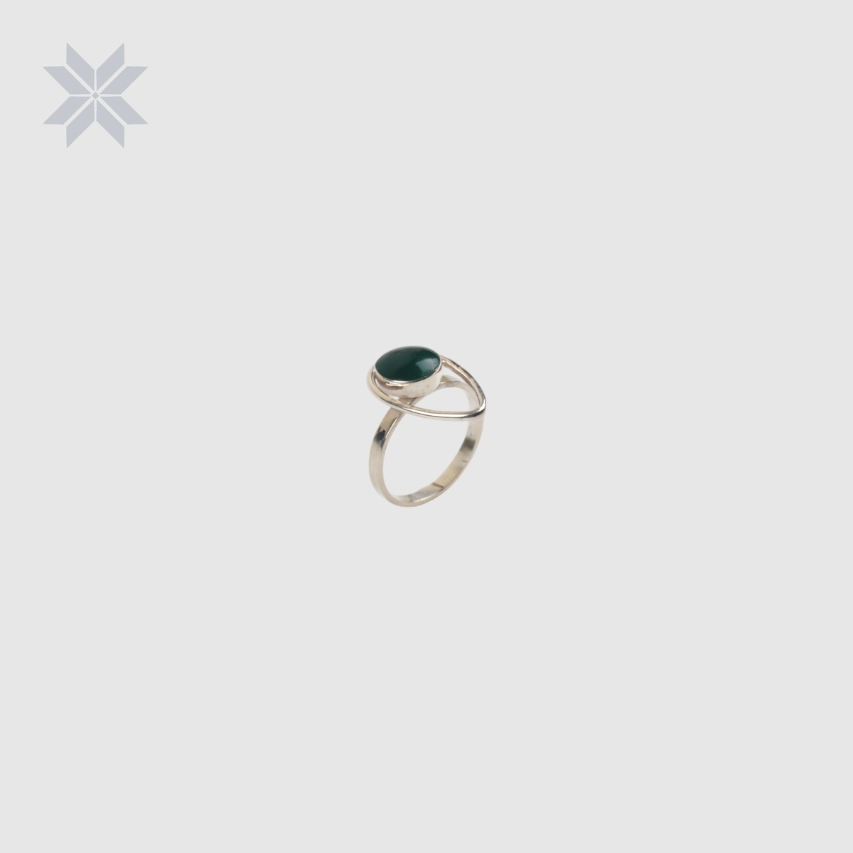 Green Agate “Deer Eye” Necklace, Earing, Ring Set 2
