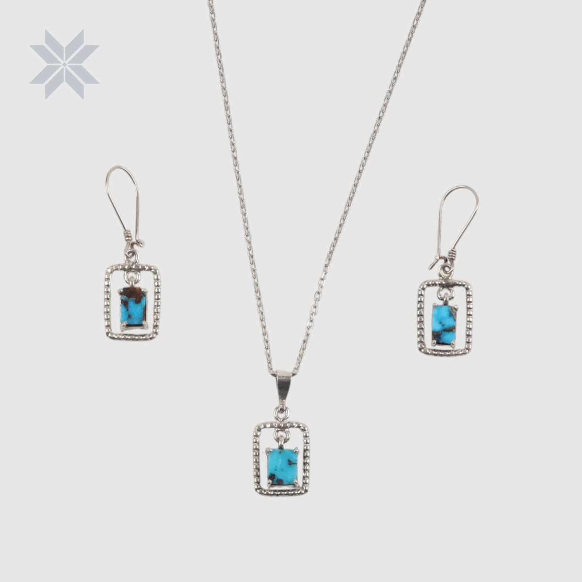 Turquoise Elegance Square Necklace, Earrings and Ring Set 5