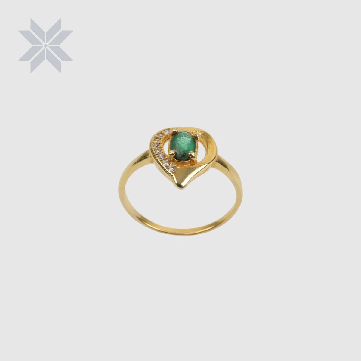 Teardrop Emerald Ring – Gold Plated with Delicate Crystals 2