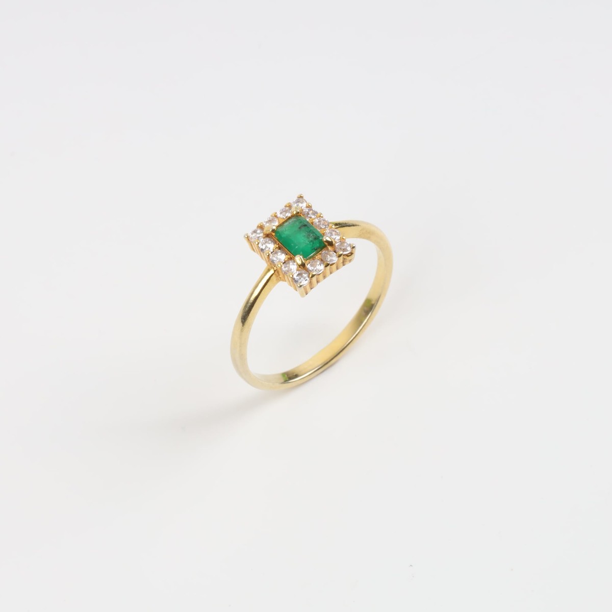 Emerald Engagement Ring – Gold Plated-New 4