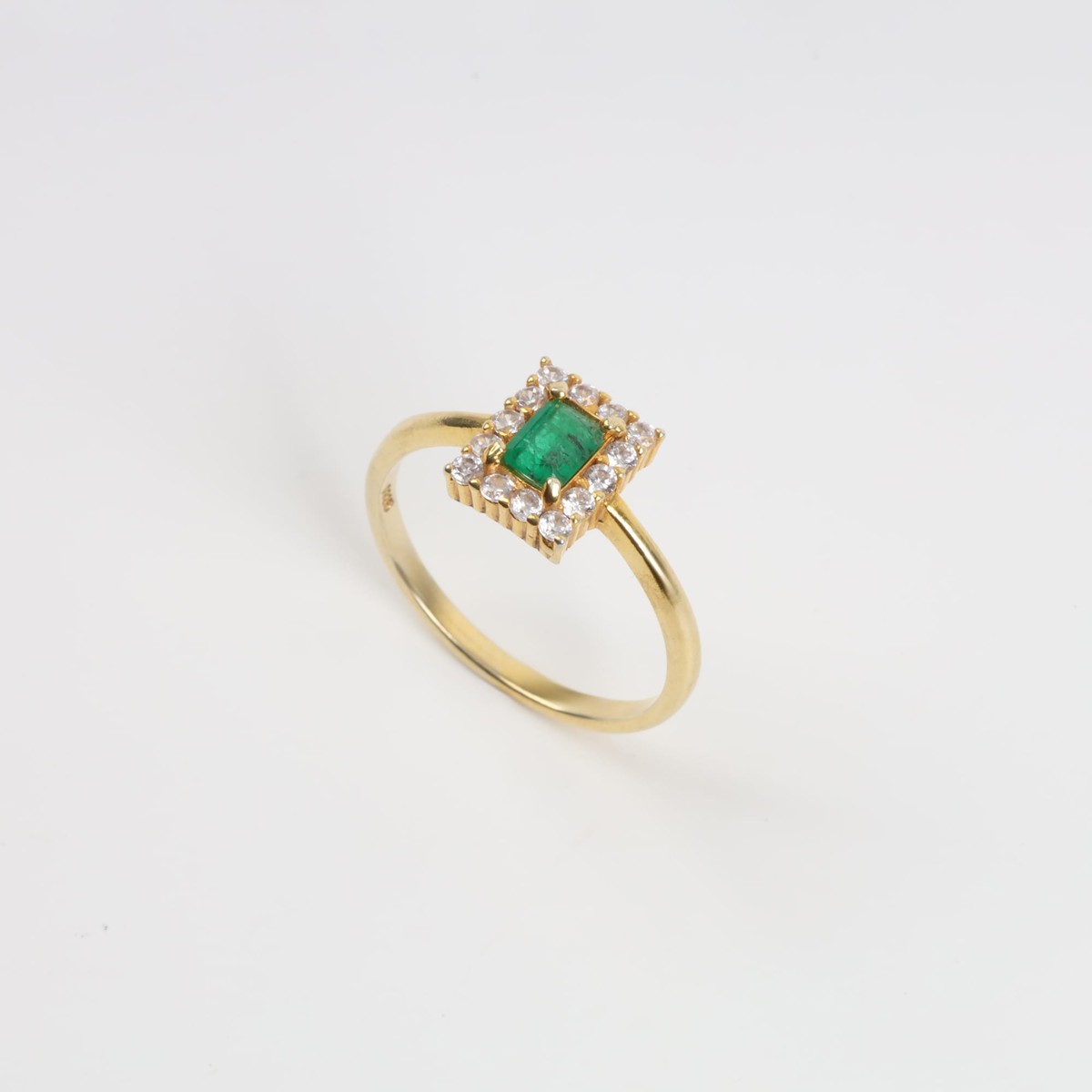 Emerald Engagement Ring – Gold Plated-New 1