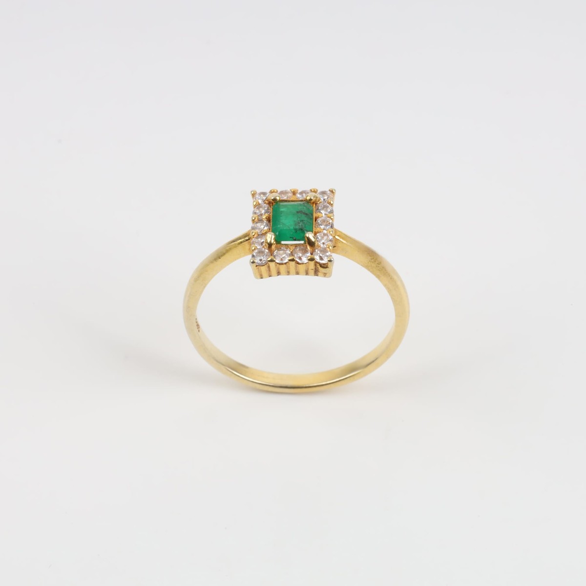 Emerald Engagement Ring – Gold Plated-New 2
