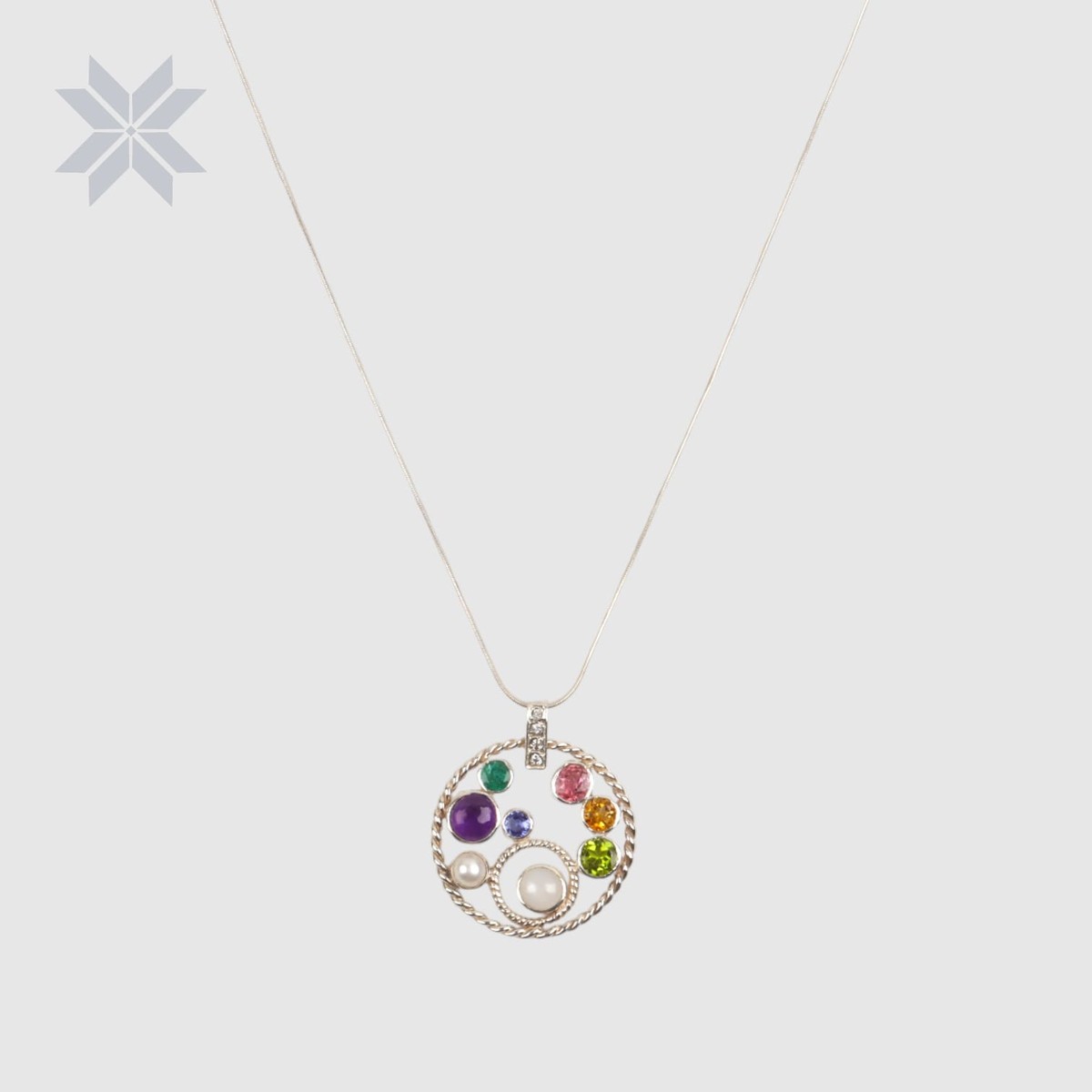 Seven Stone Sterling Silver Pendant Necklace 1