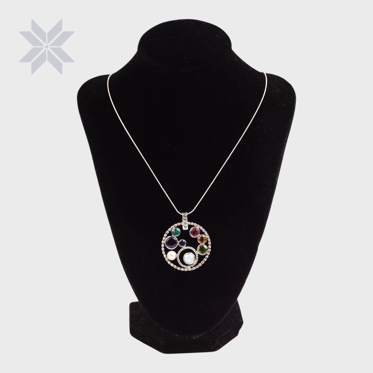 Seven Stone Sterling Silver Pendant Necklace 2