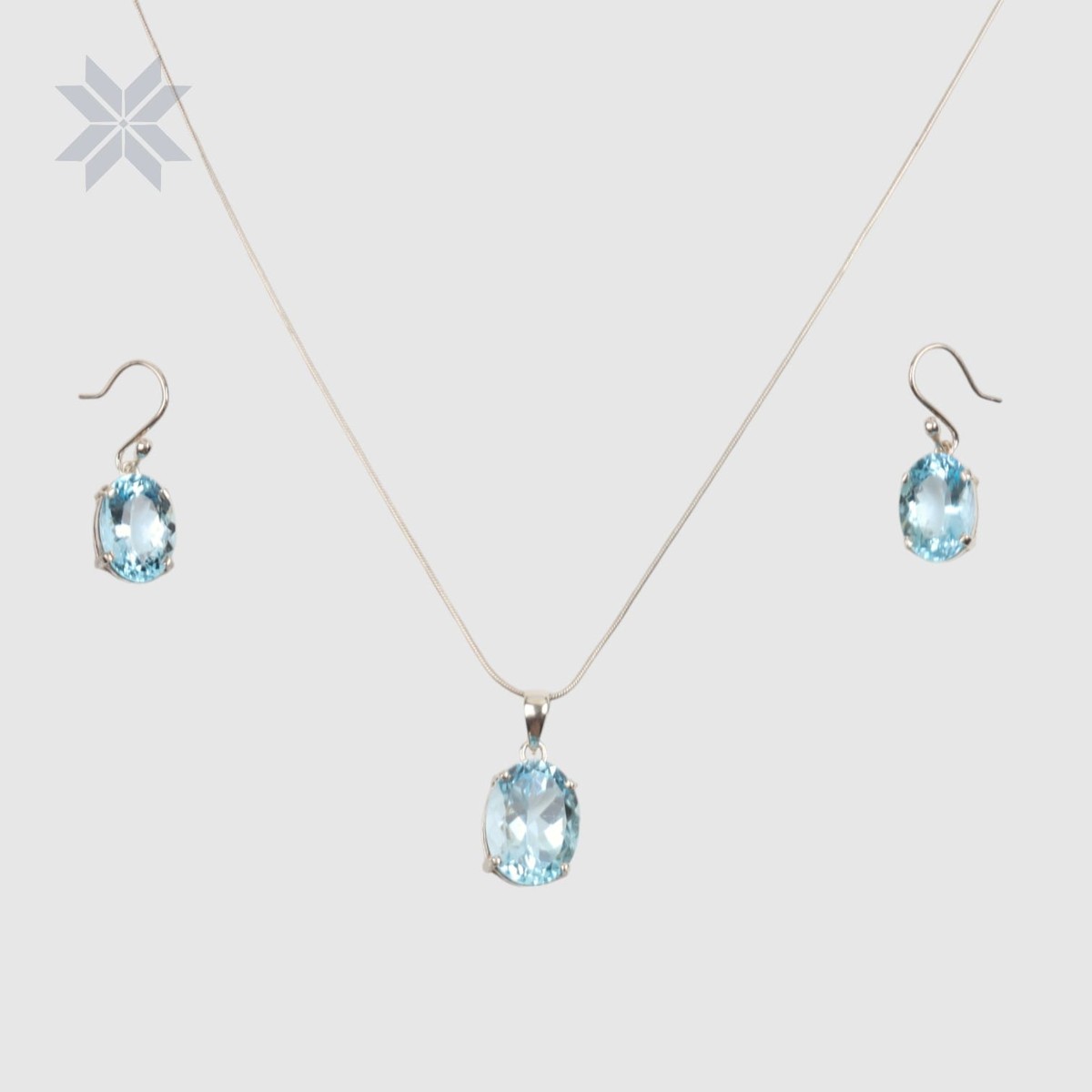 Aquamarine Jewelry Set | Blue Gemstone Necklace & Earrings | March Birthstone 2