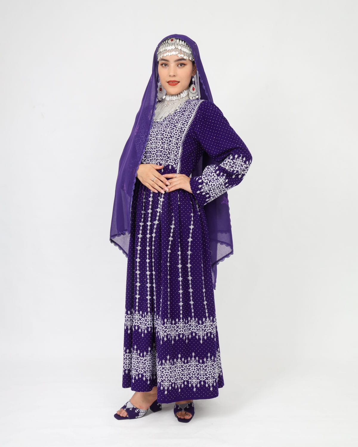 Hazaragi Long Dress with Mirror Work & Embroidered Shawl – Cotton Fabric 2