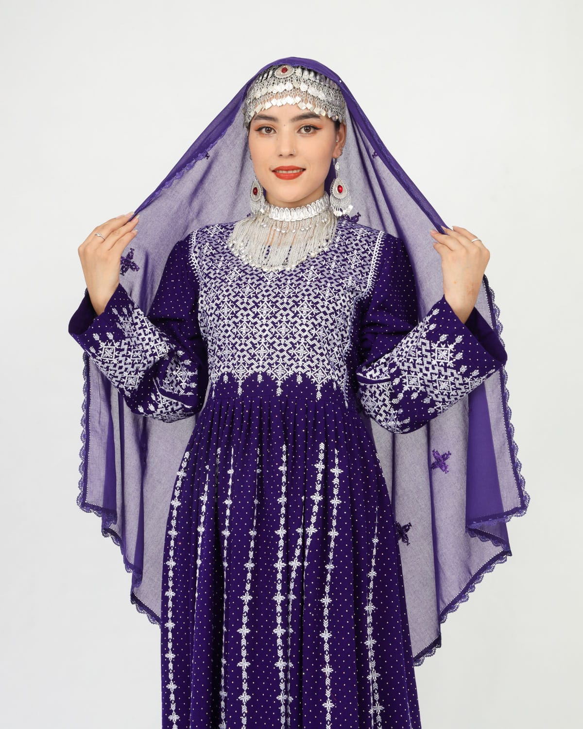 Hazaragi Long Dress with Mirror Work & Embroidered Shawl – Cotton Fabric 5