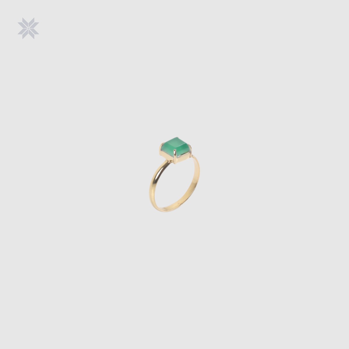 Handmade Green Agate Ring – Gold-Plated Silver 4